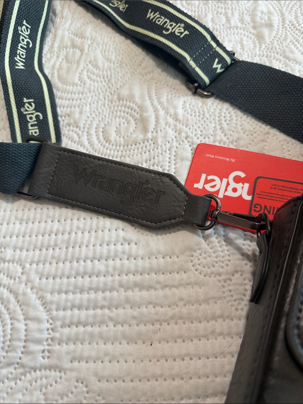 Wrangler Black Crossbody Phone Pouch with Branded Strap - Picture 4 of 5